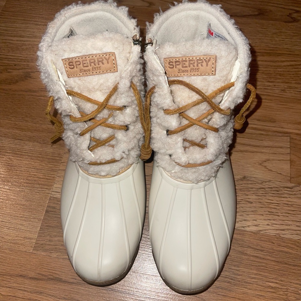 Sperry White Winter Duck Boot w Sherpa